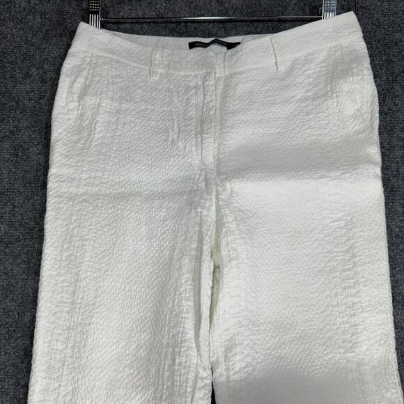 Monoprix Femme Pants Womens 4 White Textured Cotton Lined Zip Fly Pockets - Picture 3 of 6